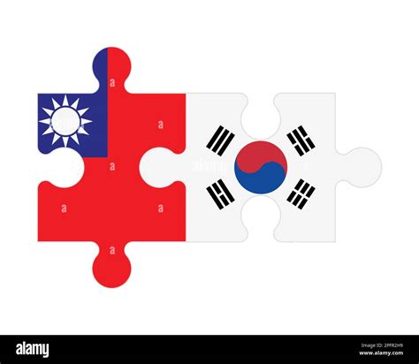 Connected Puzzle Of Flags Of Taiwan And South Korea Vector Stock