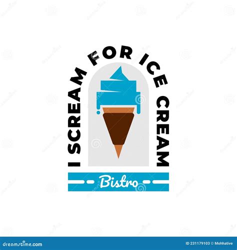 Illustration of a Blue Ice Cream for Ice Cream Shop. Retro Style Logo ...