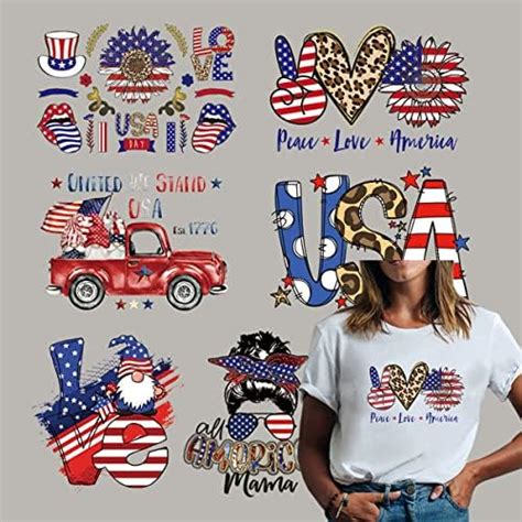 Estune 30 Pcs Patriotic Iron On Transfers 4th Of July Iron On Decals Patches