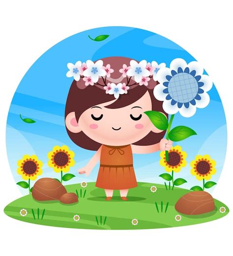 Premium Vector Chibi Cartoon Flower Princess