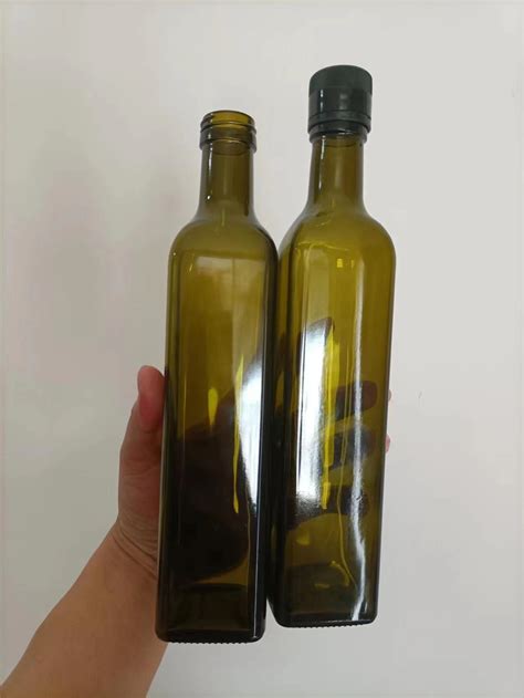 Manufacturer Supply Glass Bottle Square Green Olive Oil Bottle 500ml