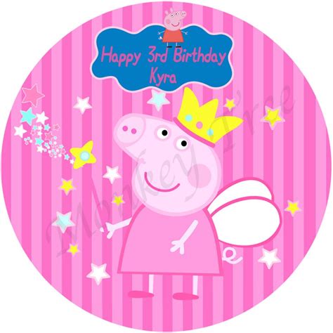 Peppa Pig Edible Cake Image 20cm dia 3 - can be personalised! - The ...