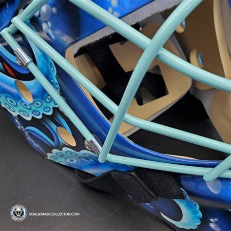 Custom: Seattle Kraken Goalie Mask Unsigned V2 + Electric Blue Grill ...