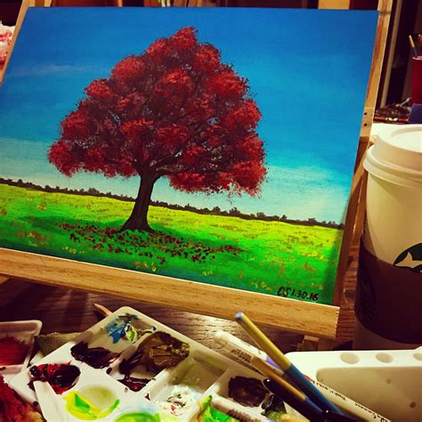 My Red Oak Tree Acrylic Painting Beginner Red Oak Tree Oak Tree