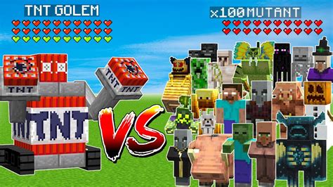 Tnt Golem Vs All Mobs In Minecraft X100 Mob Battle Youtube