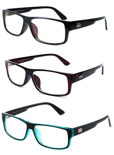 3 Pack Plastic Fashion Rectangular Reading Glasses Black Brown Teal 1 00