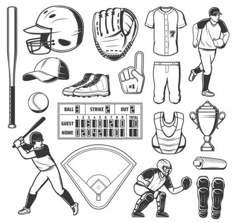 240+ Baseball Black And White Clip Art Illustrations, Royalty-Free ...