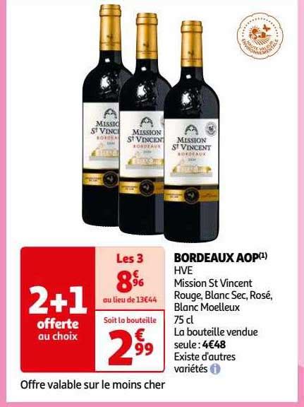 Promo Bordeaux Aop Hve Mission St Vincent Chez Auchan ICatalogue Fr