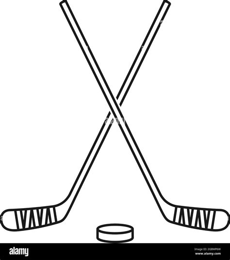 Ice Hockey Sticks And Hockey Puck As Logo In Vector Icon Stock Vector