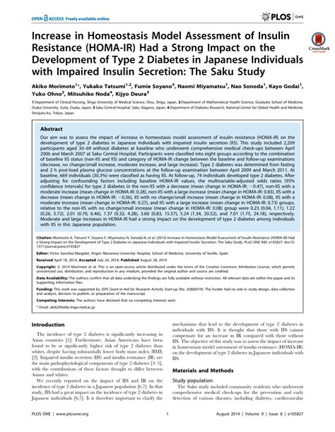 Pdf Increase In Homeostasis Model Assessment Of Insulin Resistance