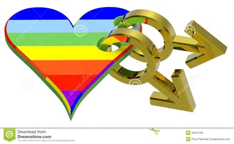 Gold Gay Sex Symbol Linked With Rainbow Heart Stock Illustration Illustration Of Circle Human