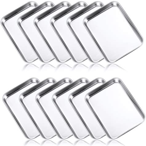 Mimorou 12 Pcs Baking Sheet Stainless Steel Cookie Sheet 7 1x5 1 Inch