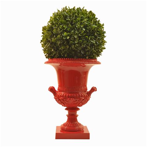 Classic Red Urn With Boxwood Topiary Ball Photograph By Susanna Penny