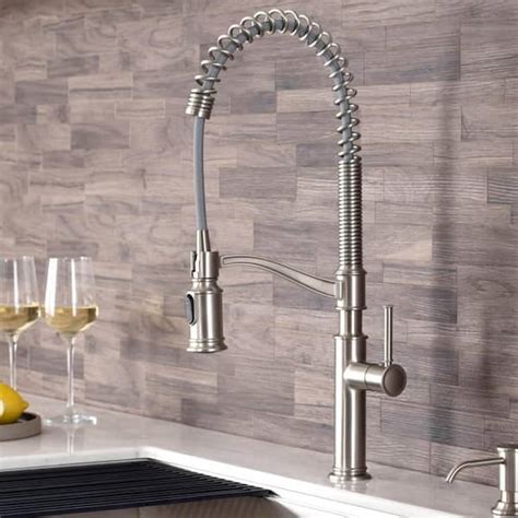 Kraus Sellette Single Handle Pull Down Sprayer Kitchen Faucet With Deck Plate And Soap Dispenser