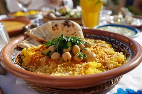 Premium Photo Traditional Moroccan Couscous Dish Served With Buttermilk