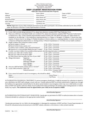 Fillable Online Wwwstatic Kern Keep Student Registration Form Kern