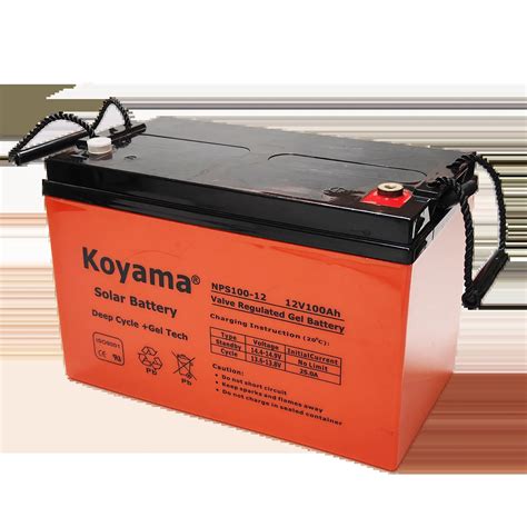 Koyama Deep Cycle Solar Gel Battery 12v 100ah Rechargeable Lead Acid Battery For Solar Storage