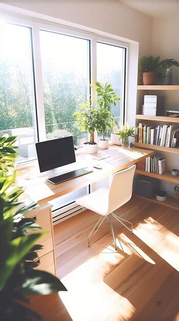 Premium AI Image | Modern Home Office with Abundant Natural Light