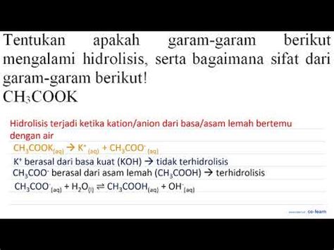 Tentukan Apakah Garam Garam Berikut Mengalami Hidrolisis Serta