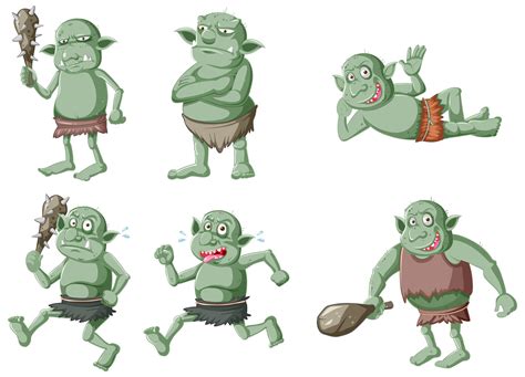 Set Of Dark Green Goblins 1340713 Vector Art At Vecteezy