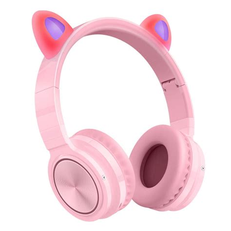 Peroptimist 50 Bluetooth Headphones Cat Ear Led Light Up Wireless Foldable Headphones Over Ear