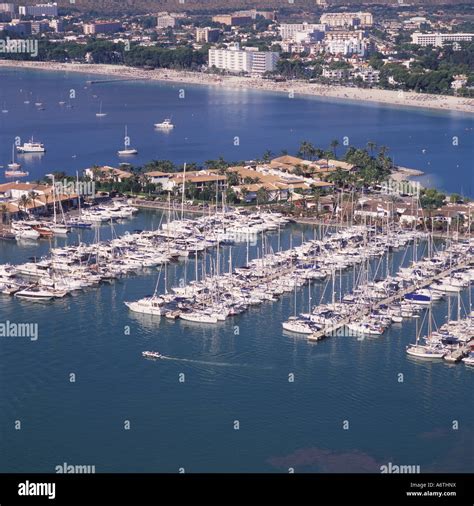 Aerial Image Of Alcudiamar Marina And Puerto Alcudia Beach Hi Res Stock