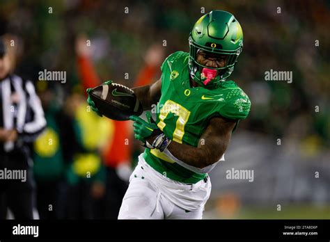 Oregon Ducks Running Back Bucky Irving 0 Runs With The Ball During A