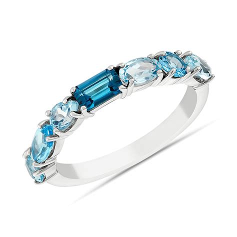 London Blue Topaz And Blue Topaz Tonal Fancy Cut Ring In 14k White Gold Blue Nile Ca