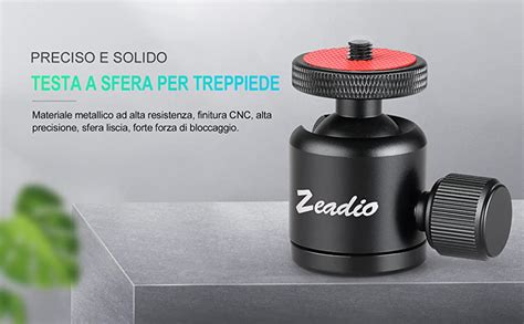 Zeadio Metallo Mini Testa A Sfera Con Attacco Per Treppiede Con Foro