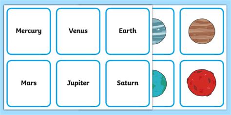 Naming The Planets Matching Cards Hecho Por Educadores