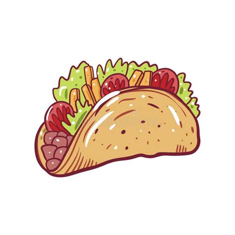 Ilustra O Vetorial Do Taco Comida Mexicana Estilo De Desenho Animado