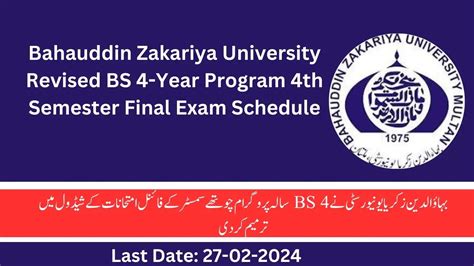 Bahauddin Zakariya University Revised Bs Year Program Th Semester