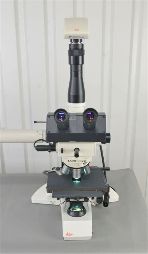 Leica DMLB 100T Microscope W Dual Viewing Attachment C Mount Camera