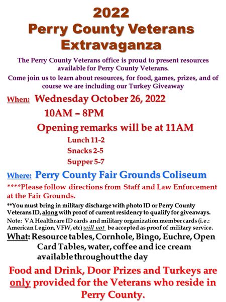 Perry County Veterans Extravaganza | Wednesday, October 26, 2022 — Perry County Ohio