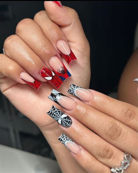 Spider Man Nails In Summery Nails Classy Acrylic Nails Nail