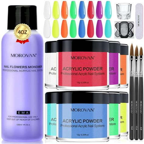 Morovan Acrylic Nail Kit 8 Colors Acrylic Powder And Liquid Set With