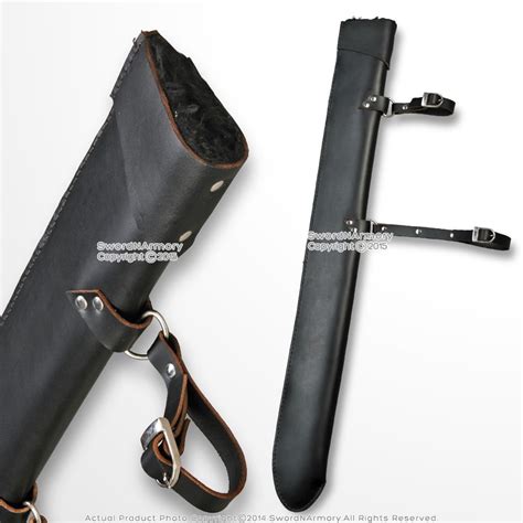 34 Black Faux Fur Lined Medieval Sword Scabbard Larp Cosplay Carrying Sheath