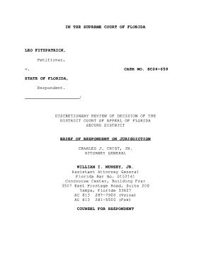 Fillable Online Floridasupremecourt In The Supreme Court Of Florida Leo