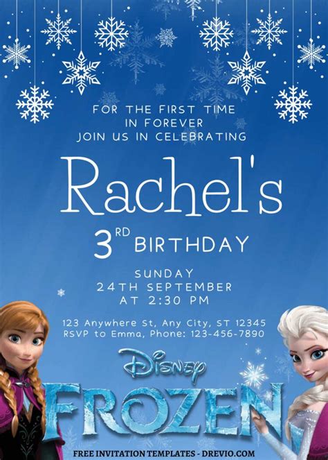 7 Ice Princess Disney Frozen Canva Birthday Invitation Templates