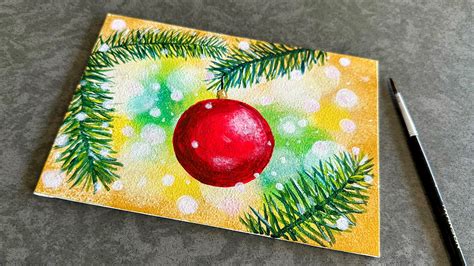 Easy Christmas painting with a Bokeh background, the full painting ...