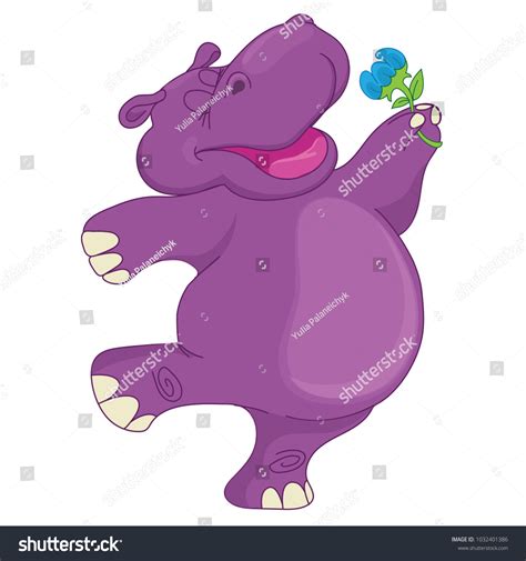 Cute Dancing Hippo Flower Stock Vector Royalty Free 1032401386