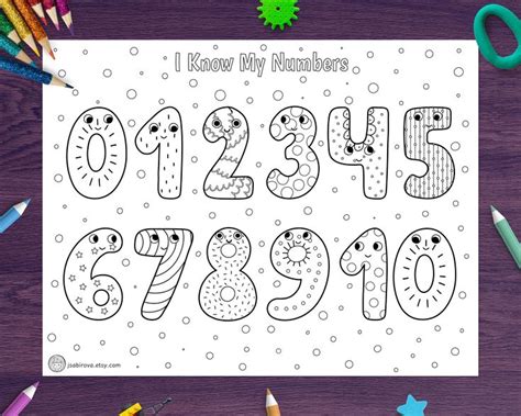 Cute Numbers Coloring Page, Color the Numbers 0 to 10 Coloring Page ...