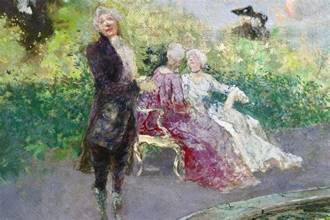 Mos Di Giosu Bianchi In The Park Impressionist Oil Figures In