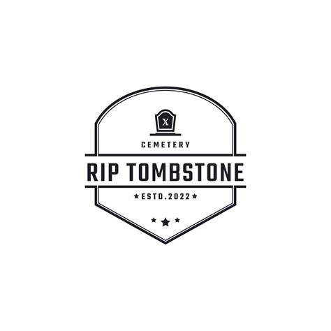 Vintage Retro Badge Emblem Tombstone Tomb Cemetery Logo Design Linear