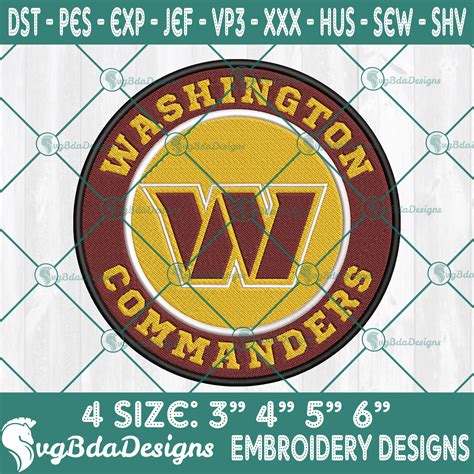 Washington Commanders Logo Embroidery Designs, NFL Team Logo Embroidered