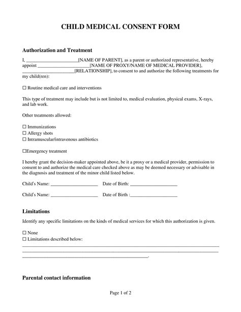 Free Medical Consent Form Printable Prntbl Concejomunicipaldechinu Gov Co