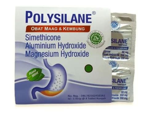 Polysilane Tablet 1 Strip 8 Tab Obat Sakit Maag Kunyah Polisilane 1