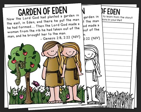 ADAM And EVE Bible Story Coloring Page Activity Sunday School Lesson