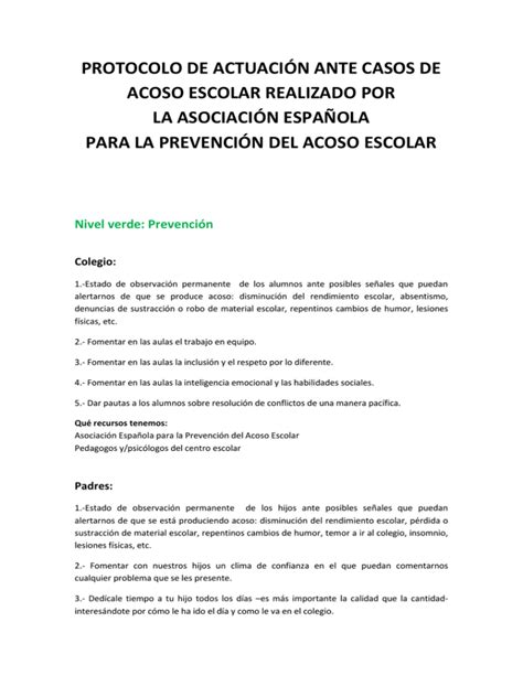 protocolo de actuación ante casos de acoso