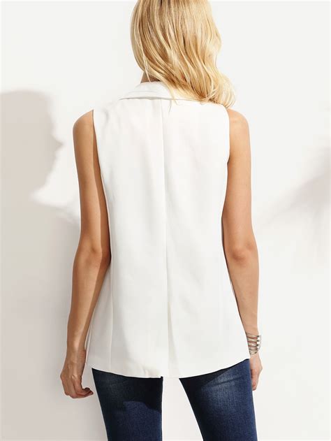 White Shawl Lapel Sleeveless Blazer